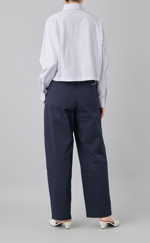 ドローストリングクロップドシャツ