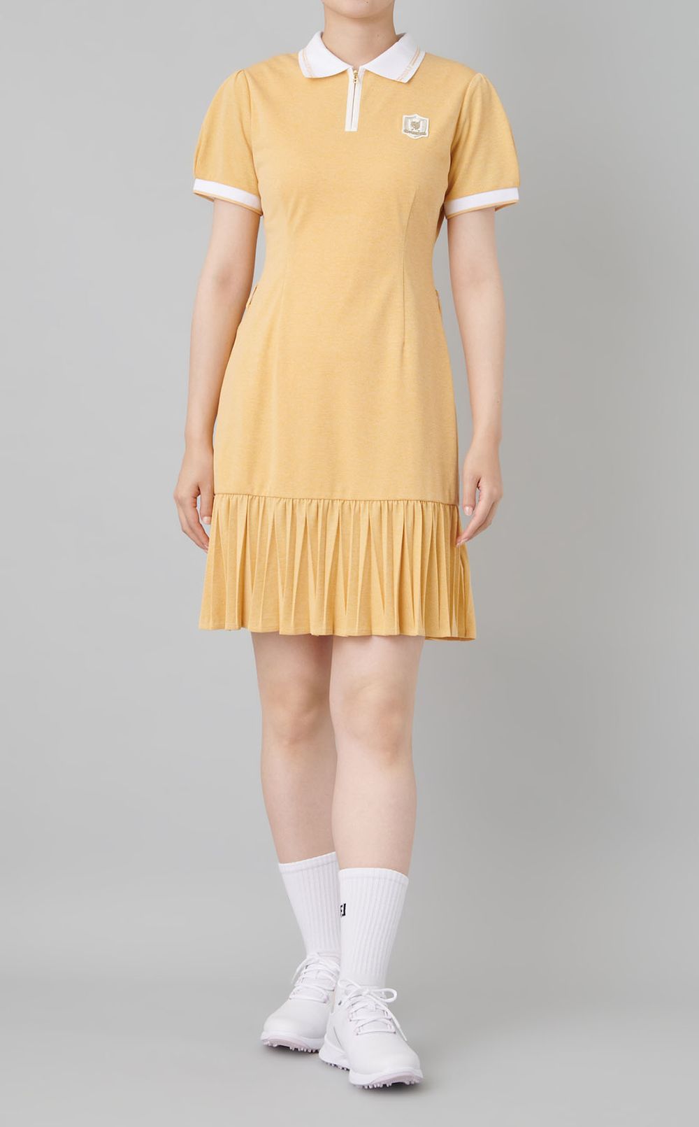 【手洗い可】プリーツマーメイドポロワンピース