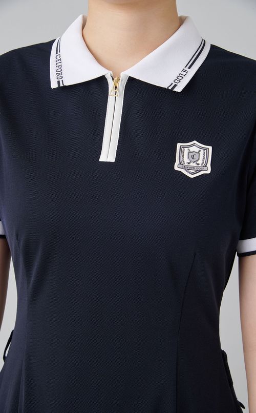 【手洗い可】プリーツマーメイドポロワンピース