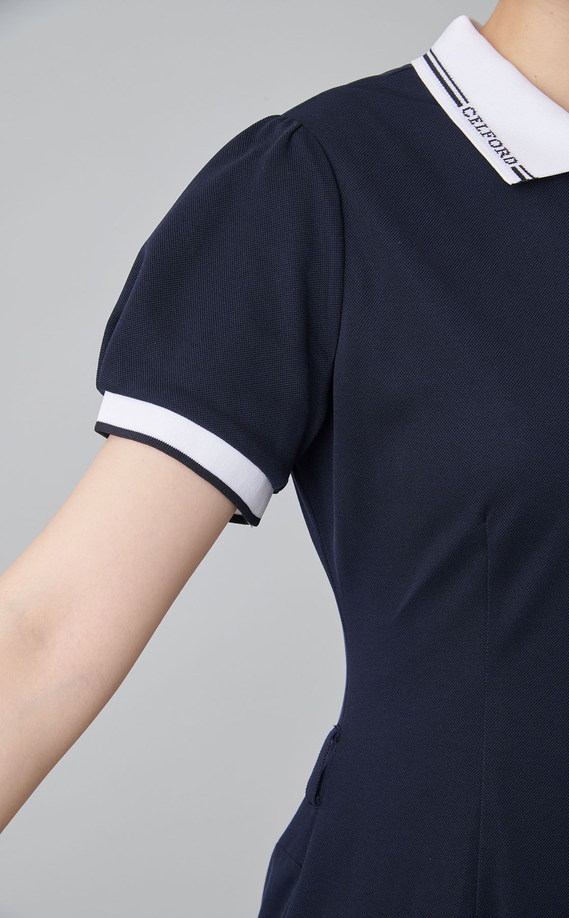 CELFORD｜【手洗い可】プリーツマーメイドポロワンピース
