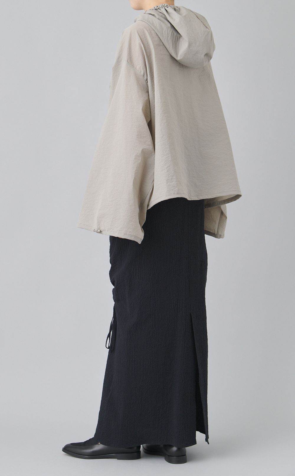 ウォッシャブルギャザーフーディ