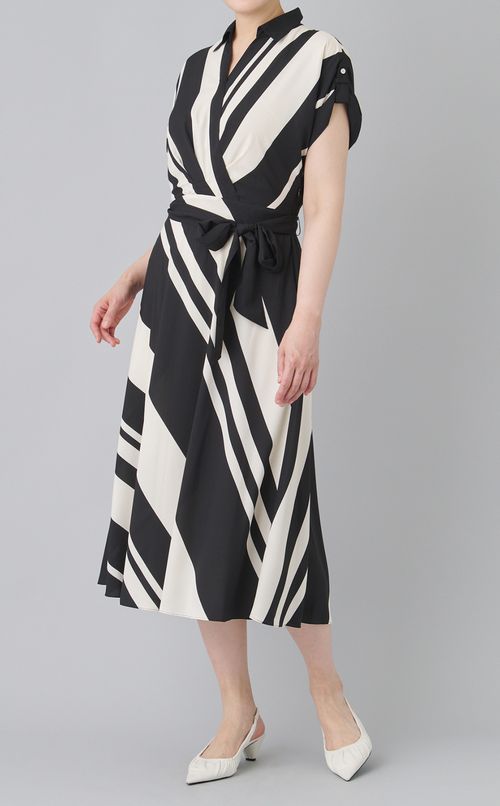 ストライプカシュクールワンピース