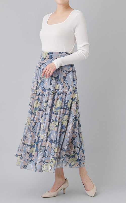 フラワーシフォンスカート