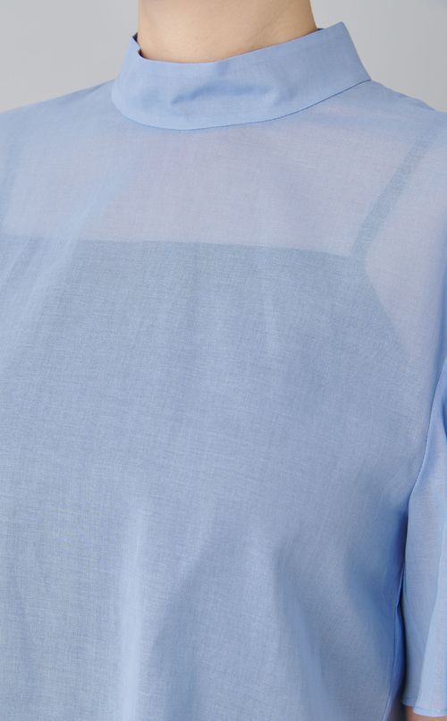 スタンドカラーパフスリーブブラウス