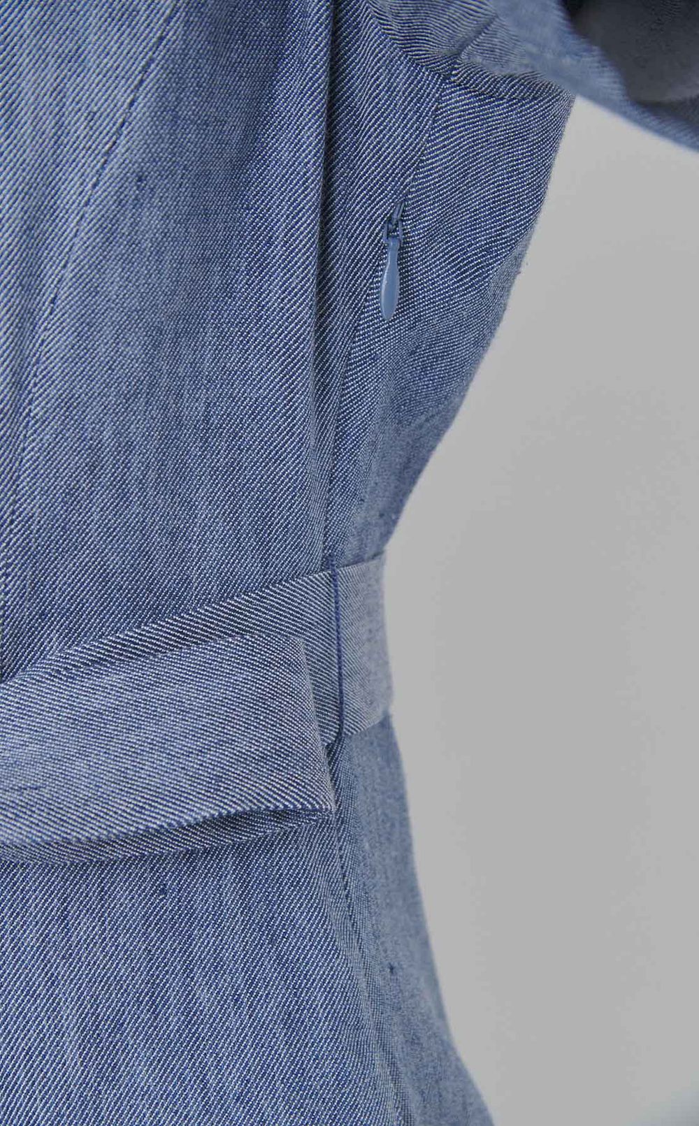 ライトデニムオープンカラーワンピース