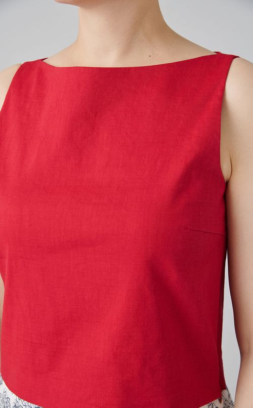 リネンスクープネッククロップトップ