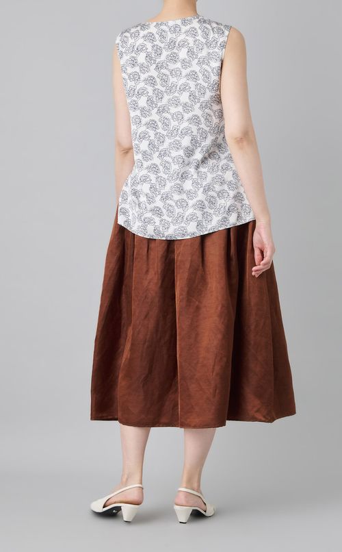 フラワープリントノースリーブVトップス