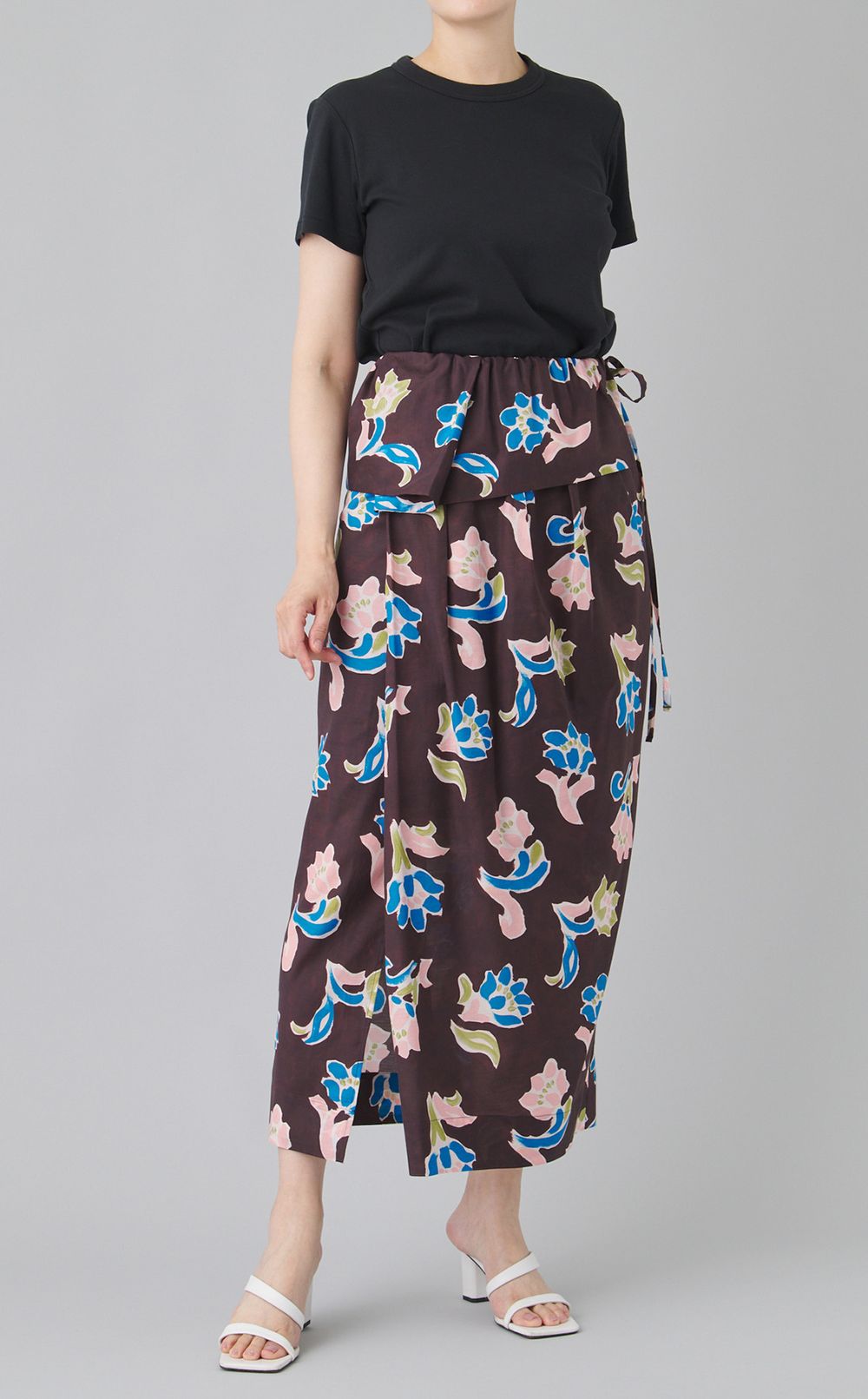 フラワーアシメトリーギャザースカート