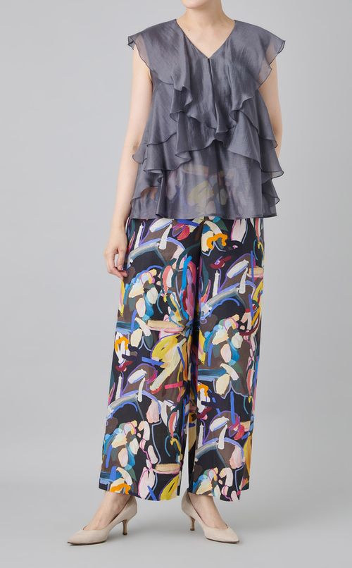 オーガンジーフリルブラウス