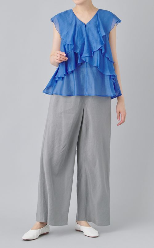 オーガンジーフリルブラウス