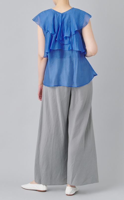 オーガンジーフリルブラウス