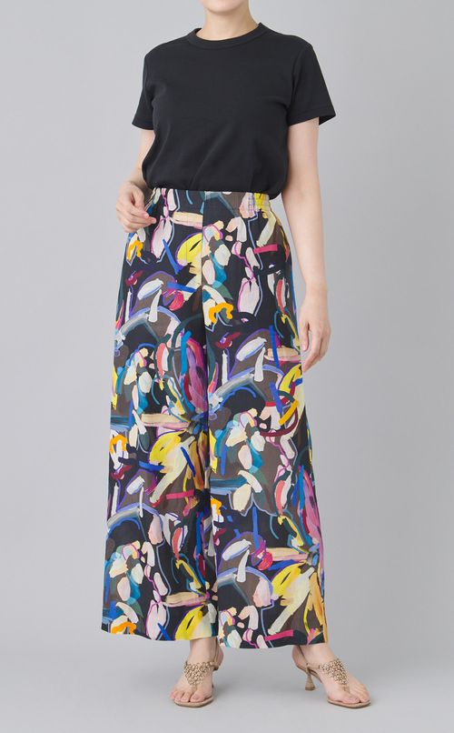 フラワープリントワイドパンツ