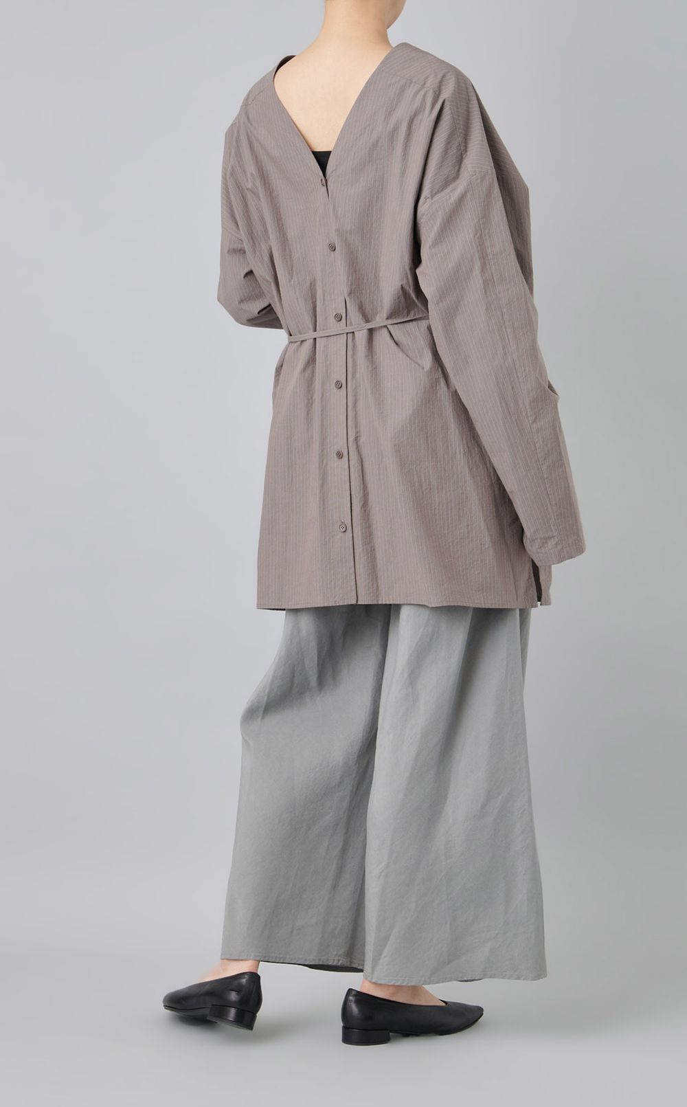 ストライプシャツミニワンピース