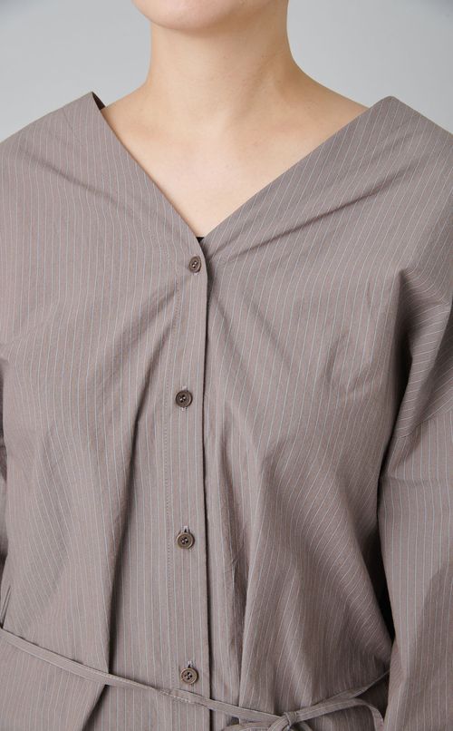 ストライプシャツミニワンピース