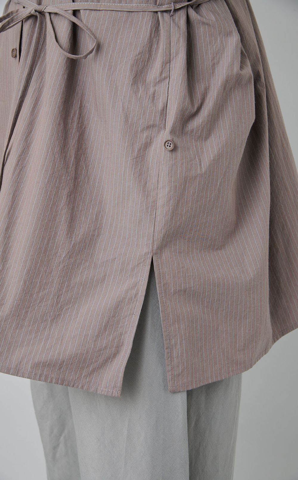 ストライプシャツミニワンピース