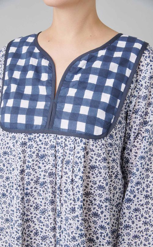 Jaipurギンガムフラワーワンピース