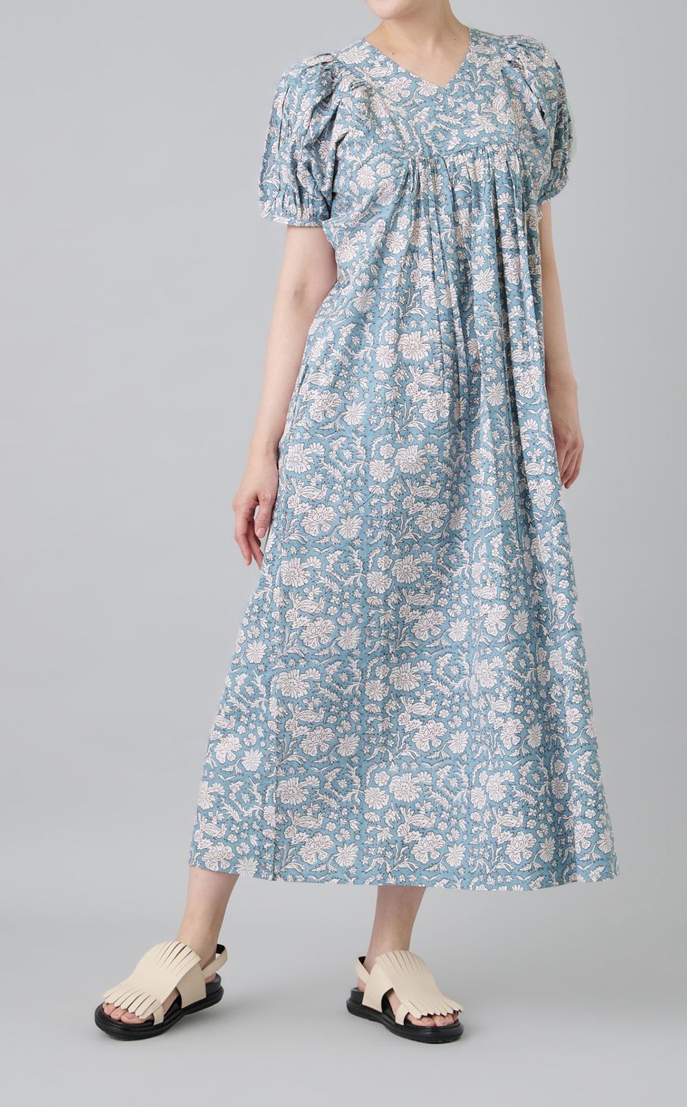 ストライプフラワーワンピース