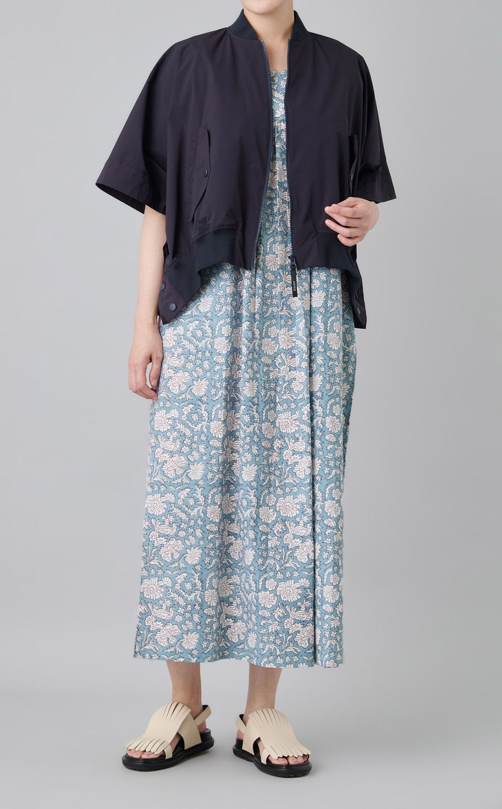 ストライプフラワーワンピース