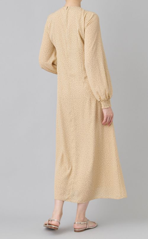 パフスリーブドットプリントワンピース