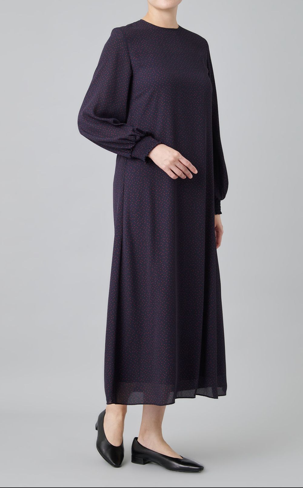 パフスリーブドットプリントワンピース