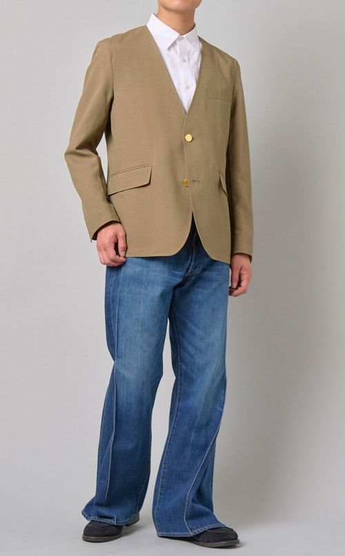 タッサーノーカラージャケット