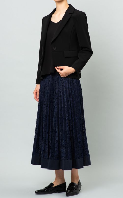 レースプリーツミディスカート