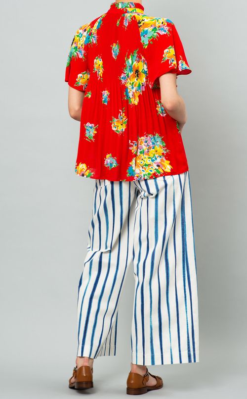 フラワープリントボウタイブラウス