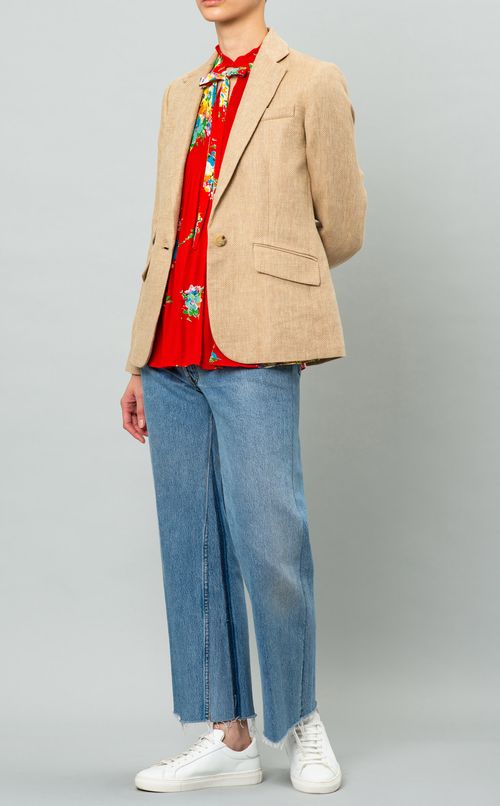 フラワープリントボウタイブラウス