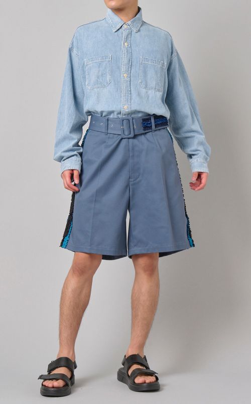 デニムペイズリー刺繍シャツ