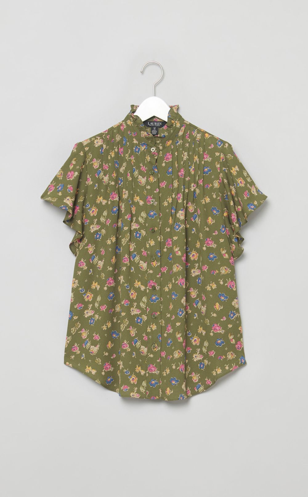 フラワーラッフルスリーブブラウス