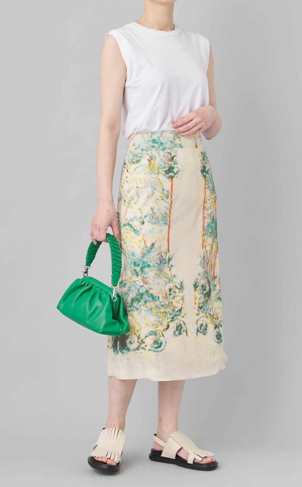 コラージュプリントミディスカート