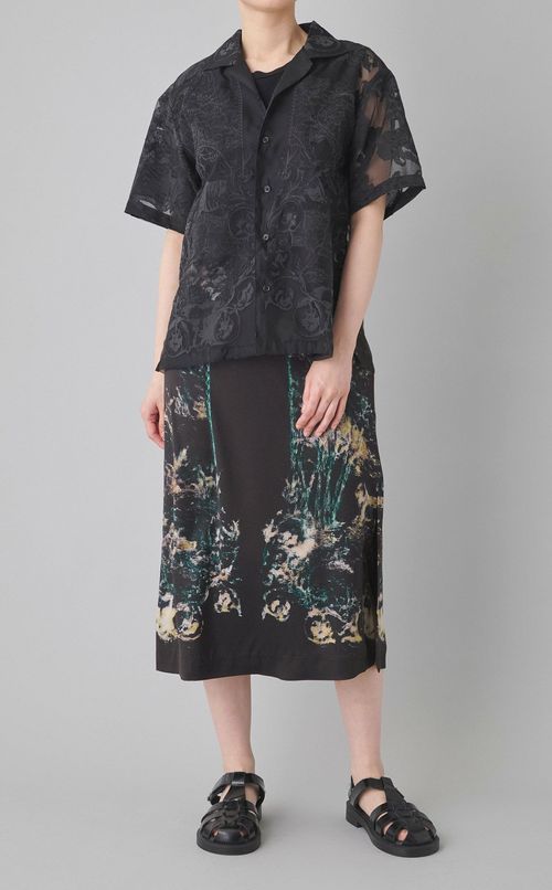 コラージュプリントミディスカート