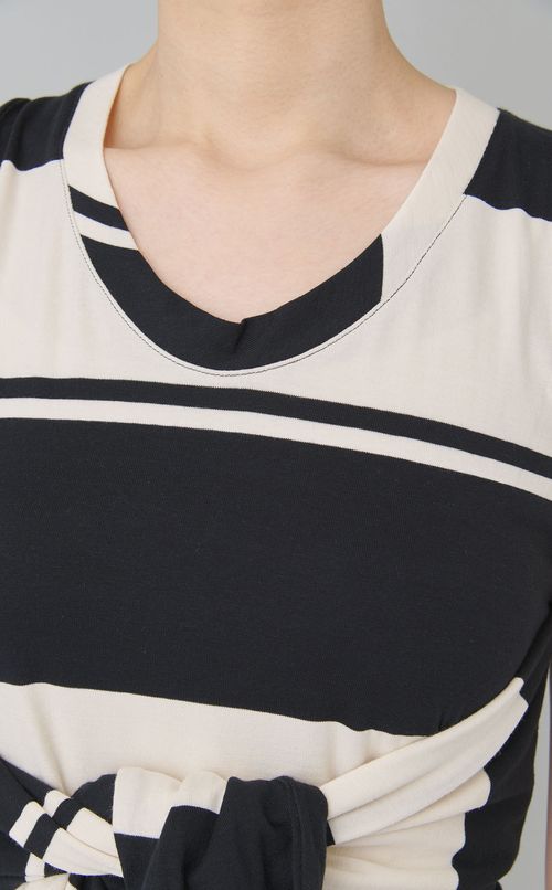 ボーダーリボンベルトワンピース