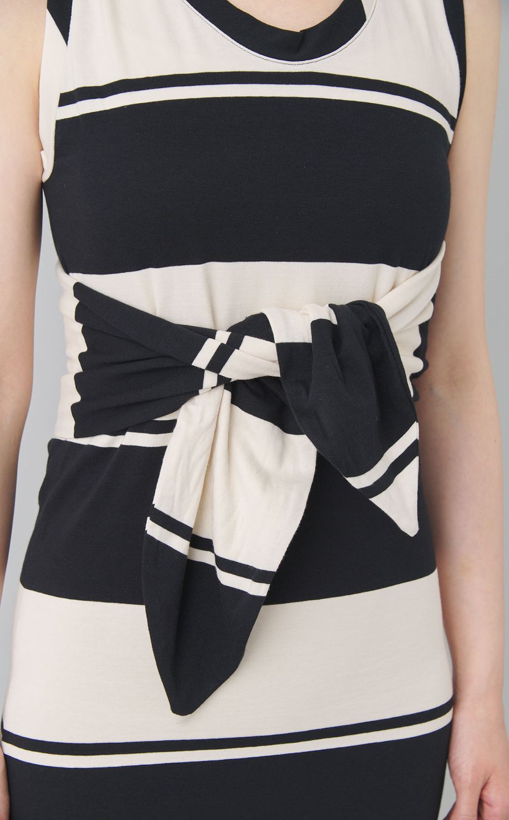 ボーダーリボンベルトワンピース