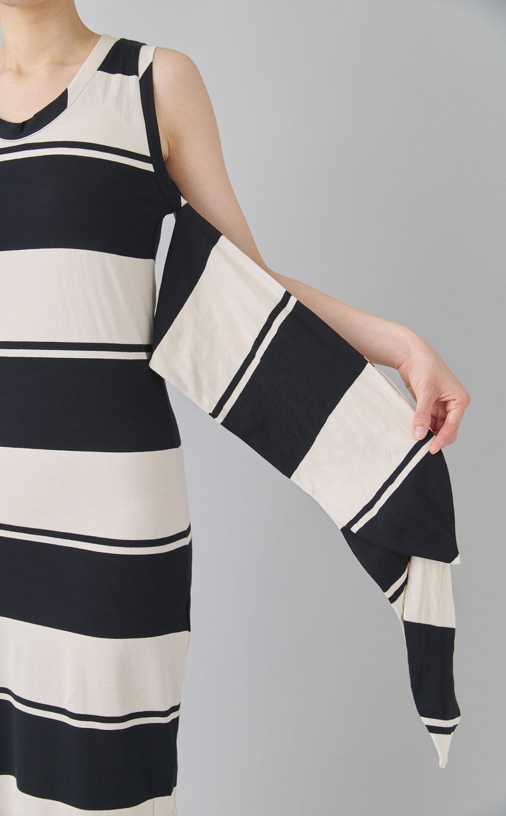 ボーダーリボンベルトワンピース