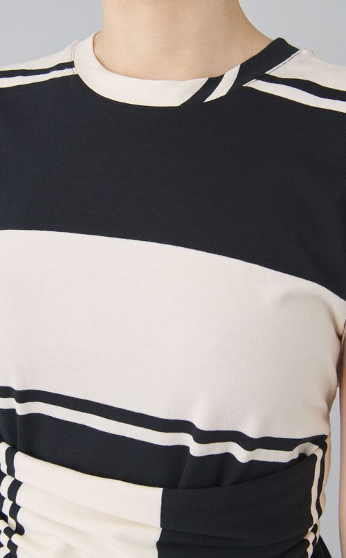 ボーダーリボンベルトトップス