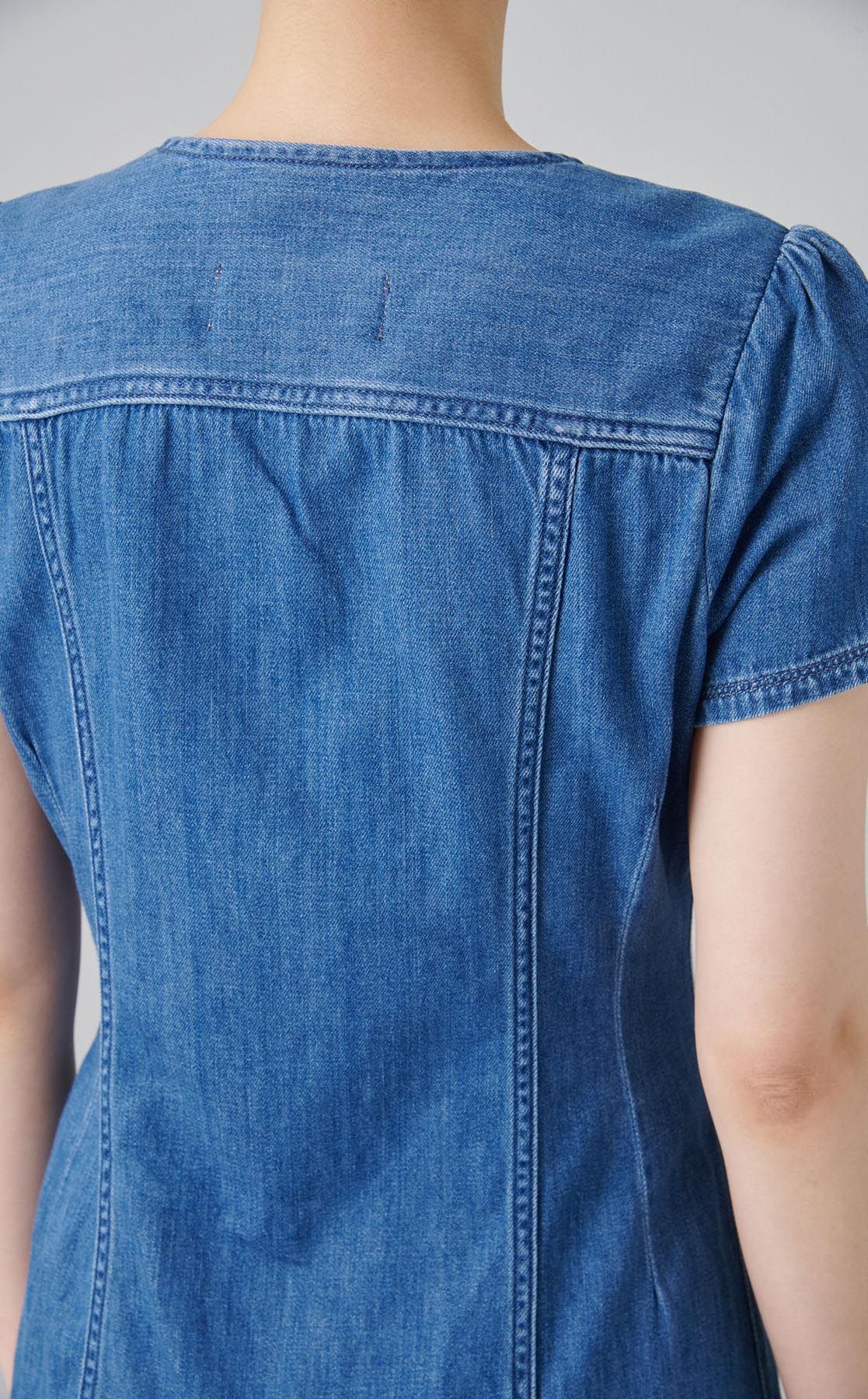 CELFORD｜ノーカラーデニムワンピース