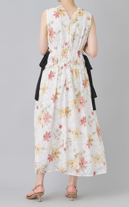 プリントサイドリボンワンピース