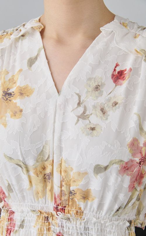 プリントサイドリボンワンピース