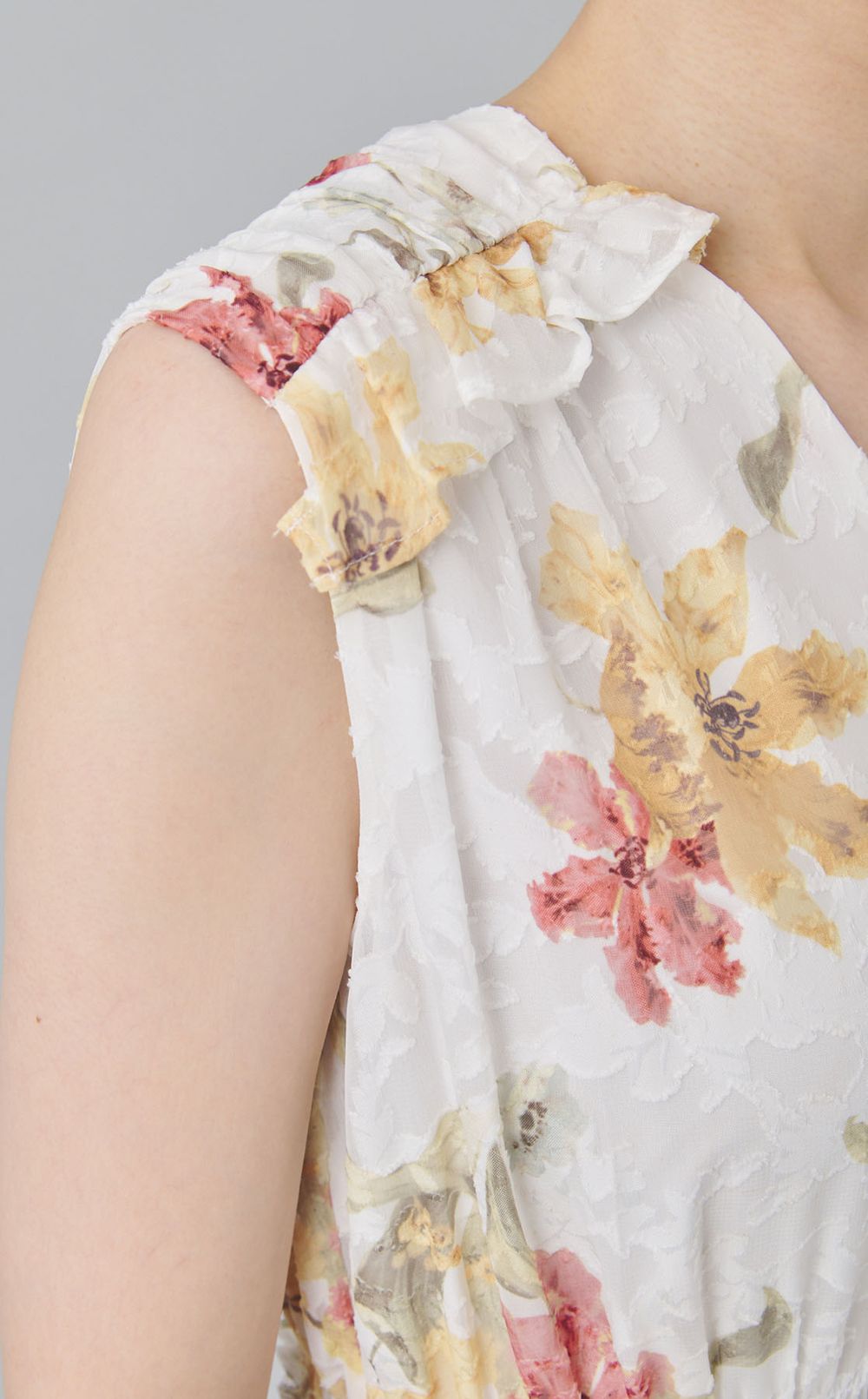 プリントサイドリボンワンピース