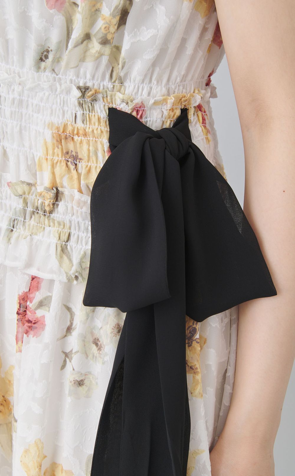 プリントサイドリボンワンピース