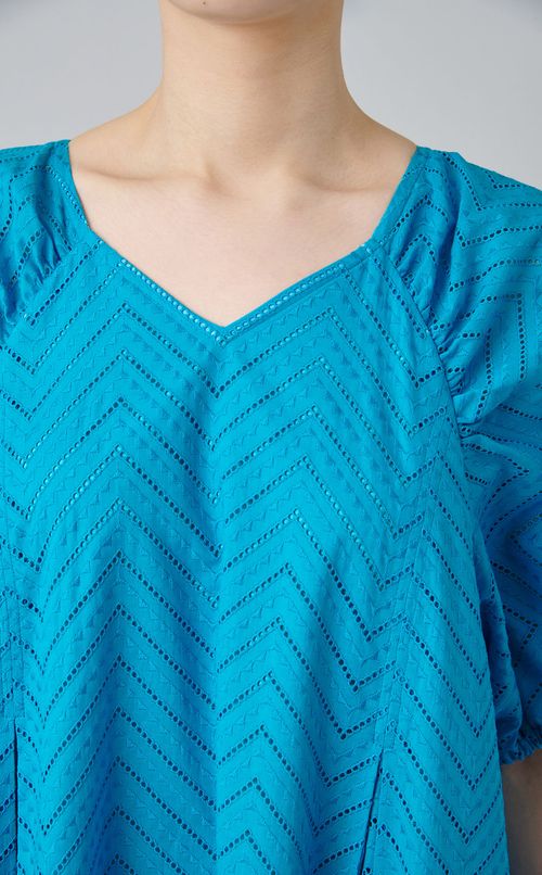 ギャザーショルダーコットンワンピース