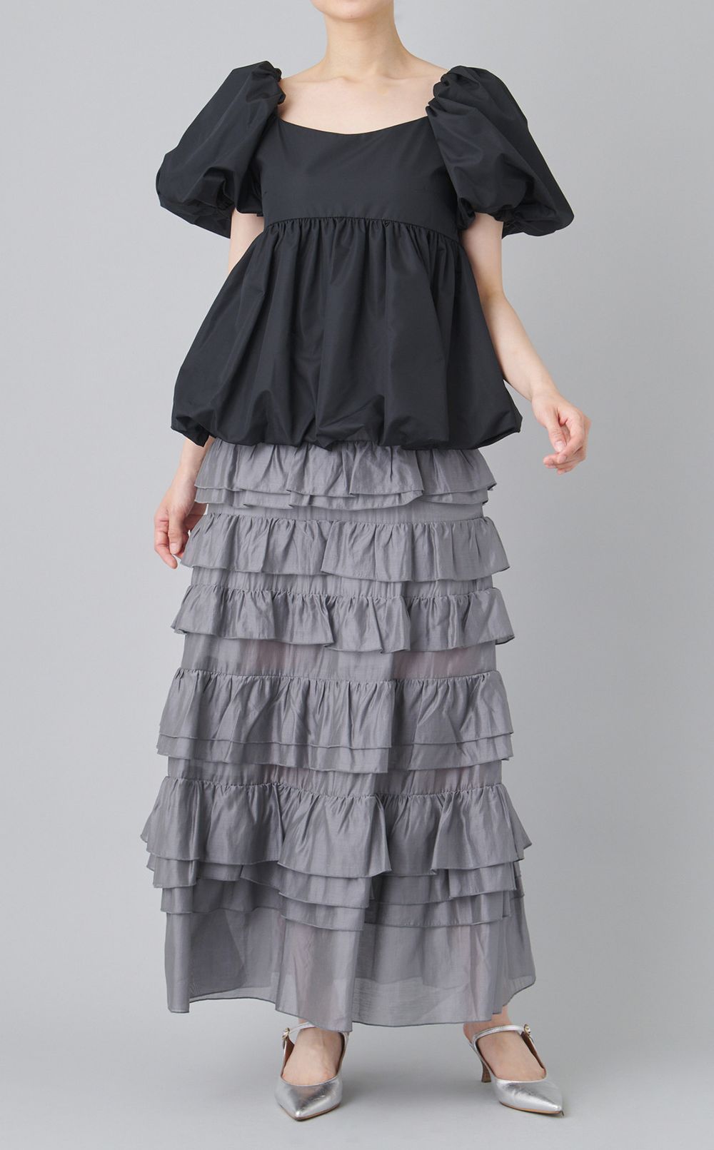 シアーフリルティアードスカート