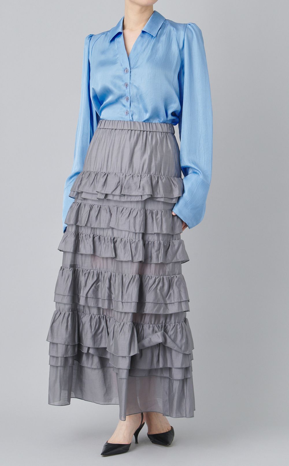 シアーフリルティアードスカート