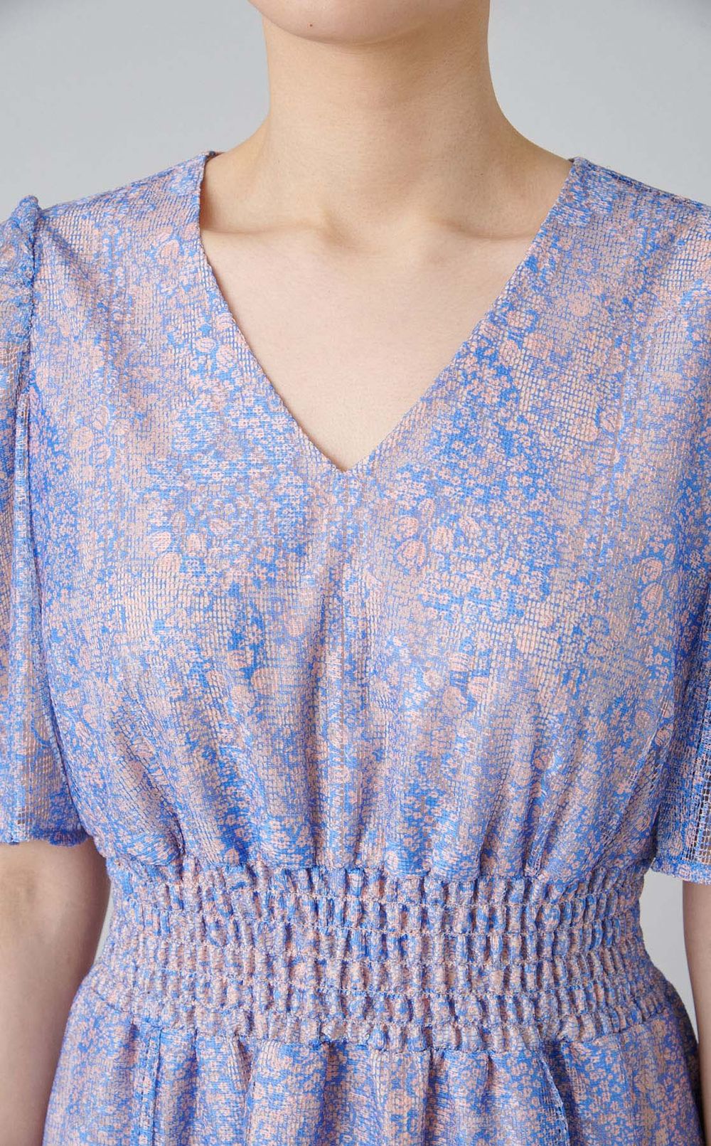 プリントレースギャザーワンピース