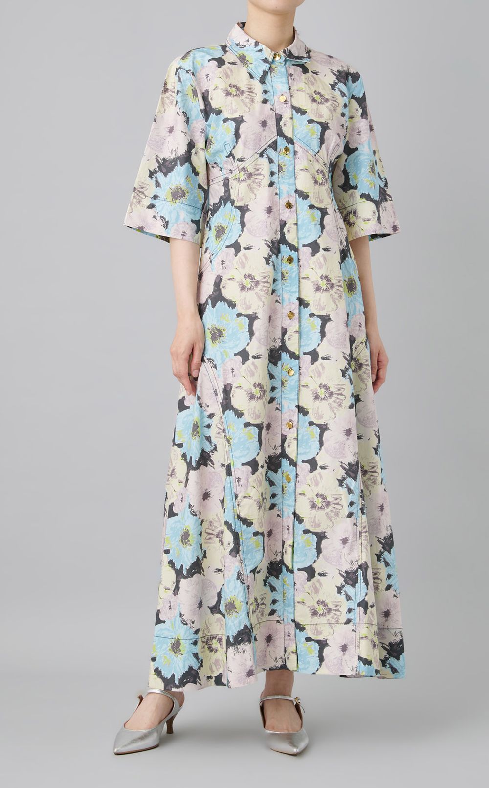 フラワープリントコットンワンピース