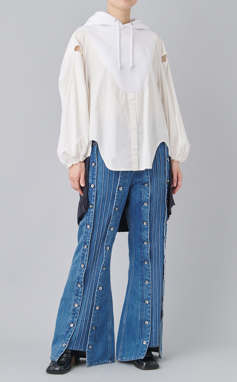 スナップハイウエストデニムパンツ