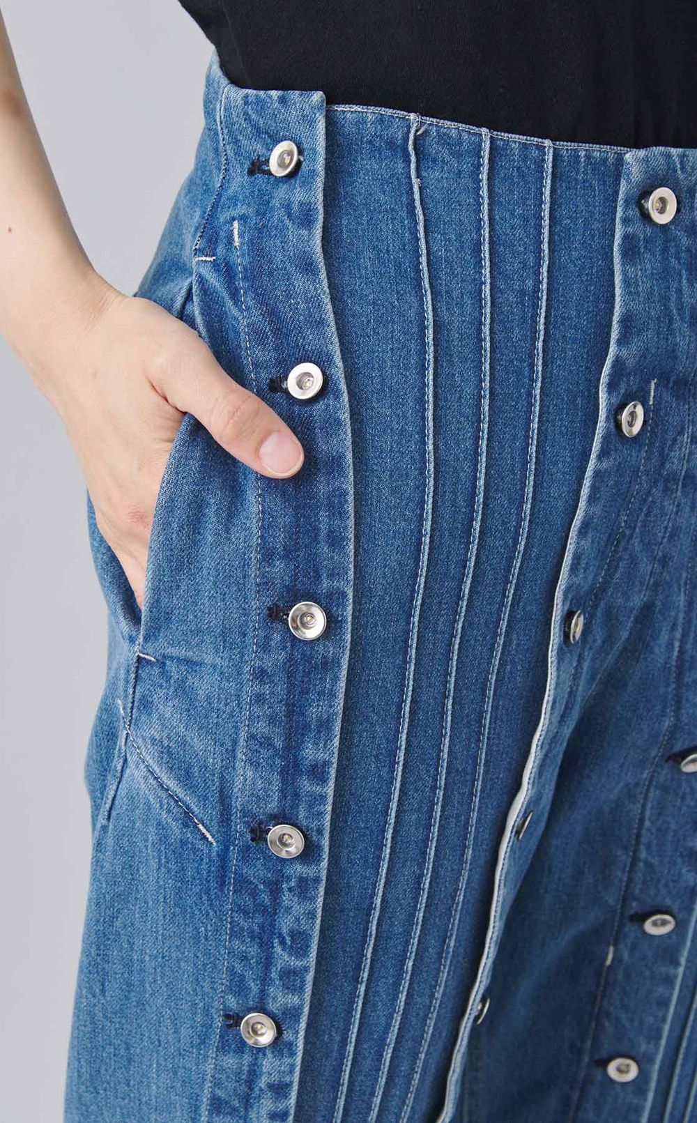 スナップハイウエストデニムパンツ