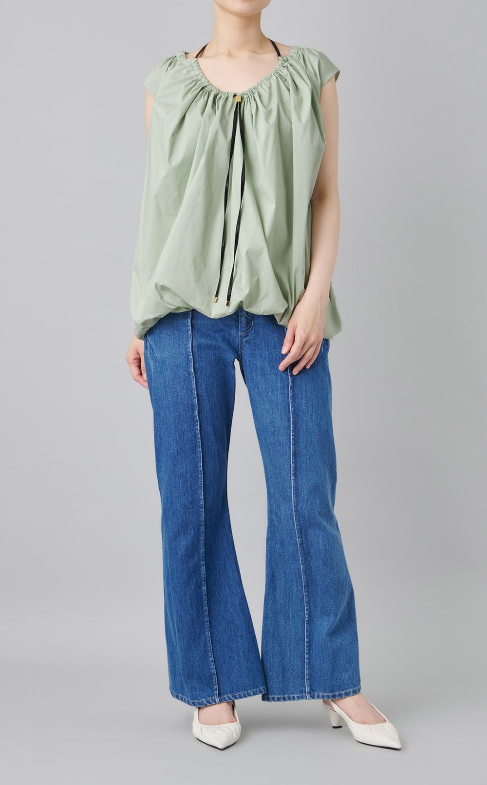 センターシームハイウエストデニムパンツ