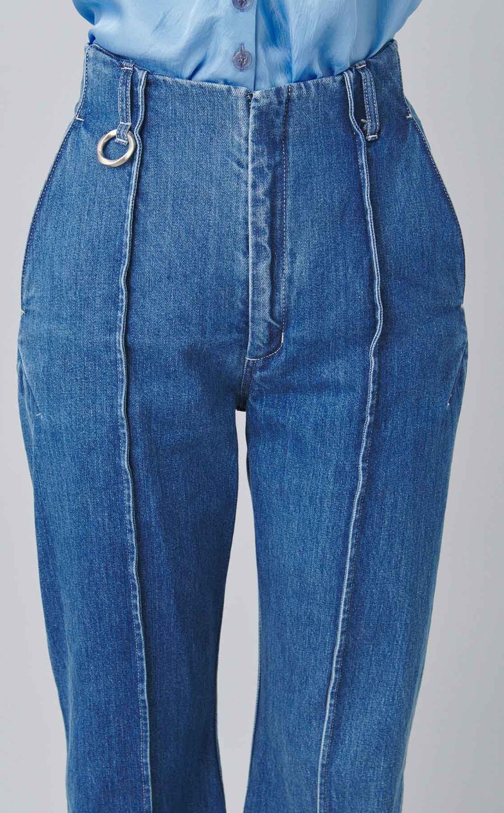 センターシームハイウエストデニムパンツ